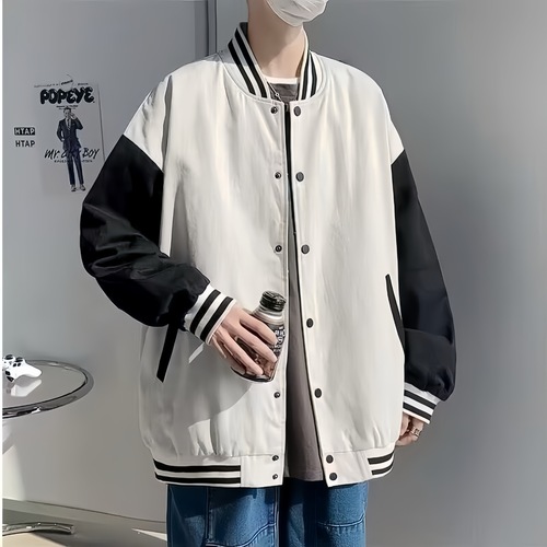 Men's Spring and Autumn Season 2025 New Casual Versatile Striped Contrast Color Stylish Jacket