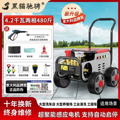 Car washing machine Water Gun Powerful Floor Cleaning Machine - italian-brand-pump-42-kw-2-phase-240kg-pressure-10m-tubing