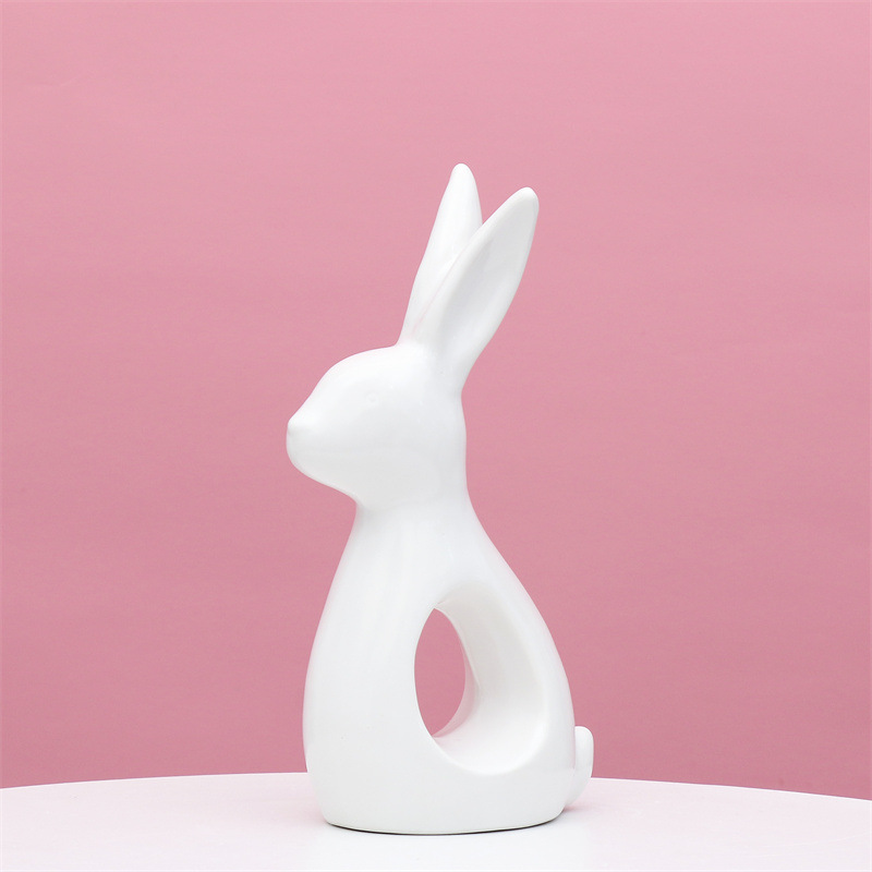 Blanco de estilo europeo creativo simple cerámica lindo conejo Hogar sala de estar gabinete del vino decoración ins artesanía de porcelana moderna