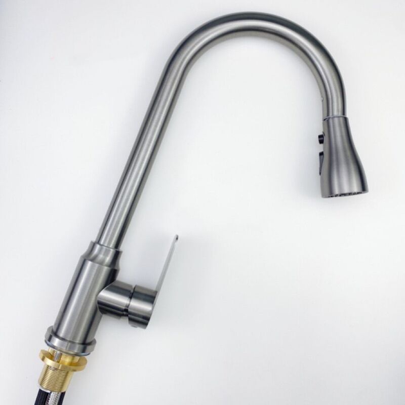 Pull-out faucet with hot and cold water, rotatable kitchen sink, retractable household 304 stainless steel