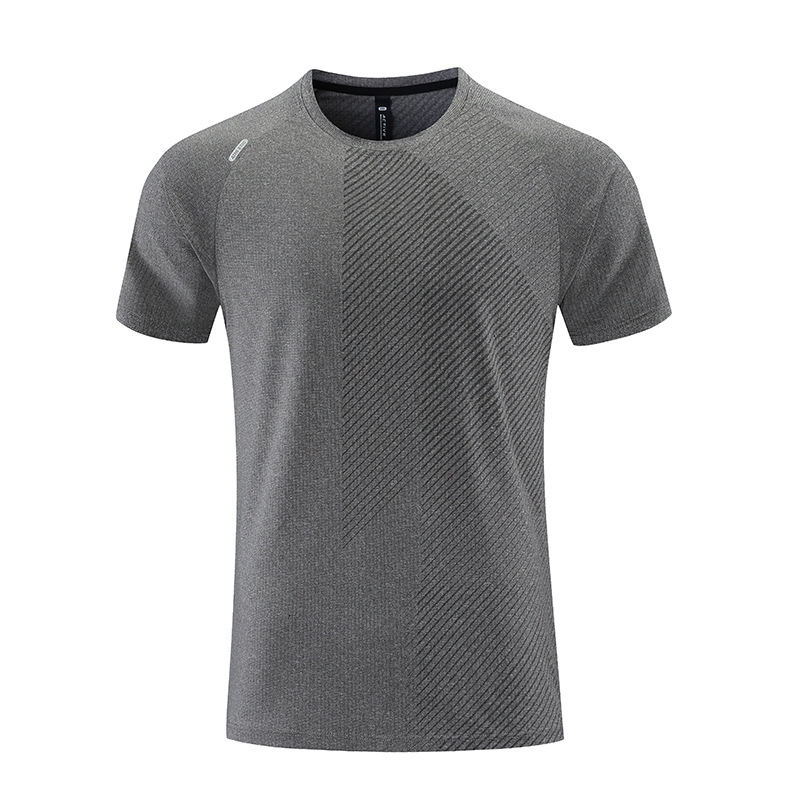 Deportes de los hombres de verano casual ropa de secado rápido de hielo de la manga corta ligero transpirable corriendo suelta fácil de secar camiseta en stock impreso B