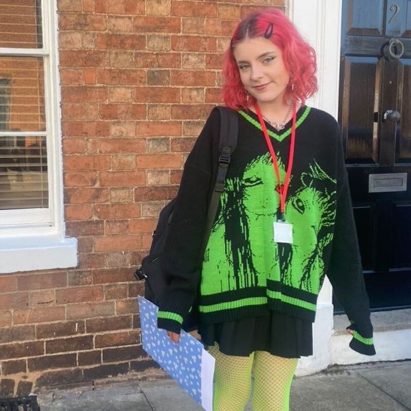 Harajuku Gothic men's and women's Halloween ghost face horror Mexico horror face different pupil autumn and winter Christmas knitted sweater