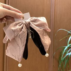 韩版布艺蝴蝶结纹理感马尾夹发夹高级感气质顶夹发饰发饰