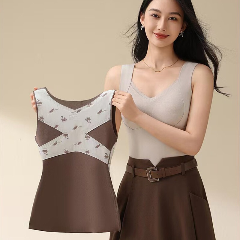 26Tila warm vest, popular goose down with chest pad, inner layer for autumn and winter, thermal seamless underwear, base shirt for women