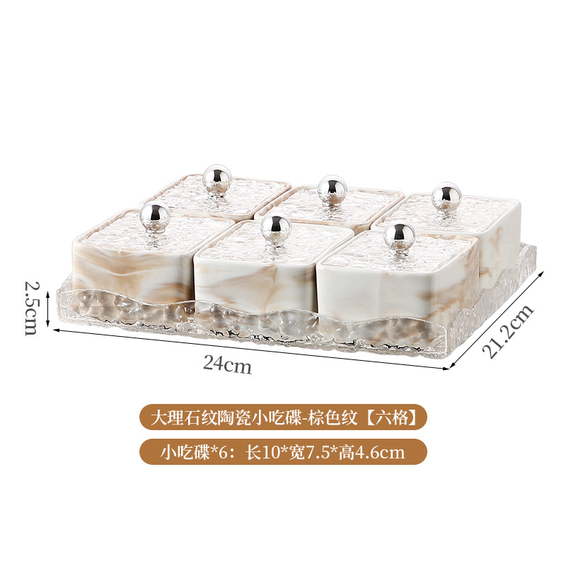 Placa de bocadillos de cerámica sala de estar bandeja de almacenamiento bandeja de frutas bandeja divisoria de dulces bandeja de bocadillos caja de almacenamiento de nueces
