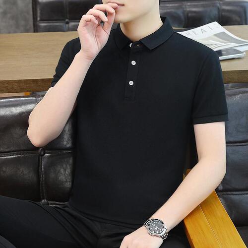 Pure Color Polo Shirt Summer Men's Short Sleeve T-Shirt Ins Trendy Casual Fashion Top With Collar Stylish Business T-Shirt