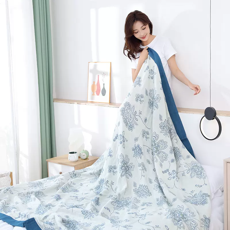 纯棉毛巾被单人双人加厚秋冬五层纱布床单盖毯床盖空调毯