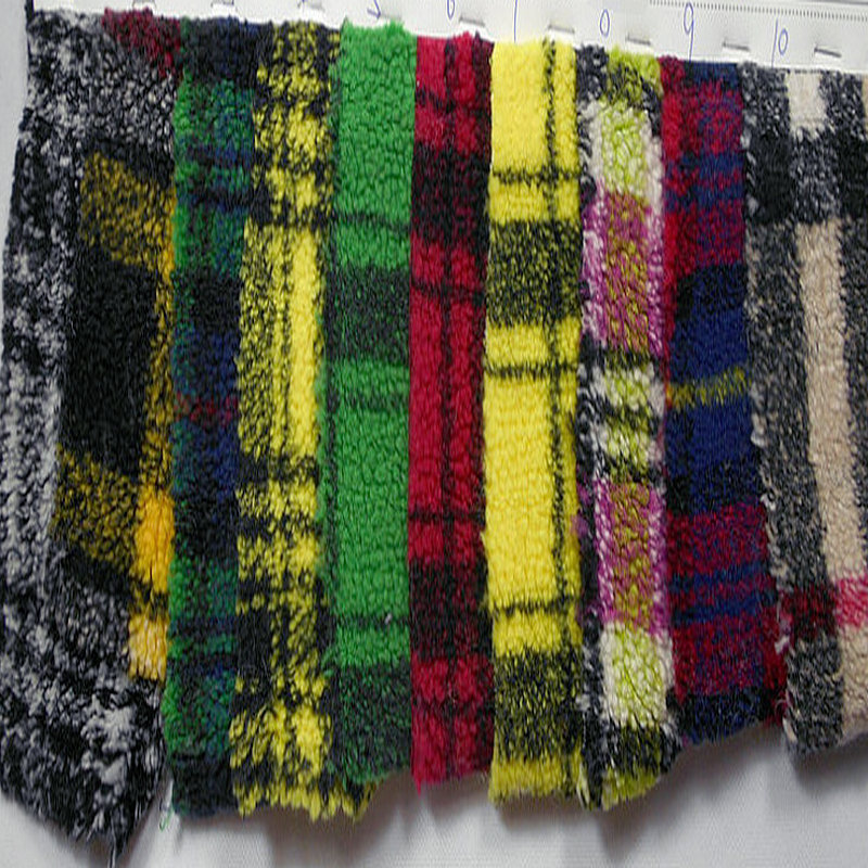 腈纶羊羔毛格子人造毛加厚小颗粒羊羔毛苏格兰提花色织小格子面料