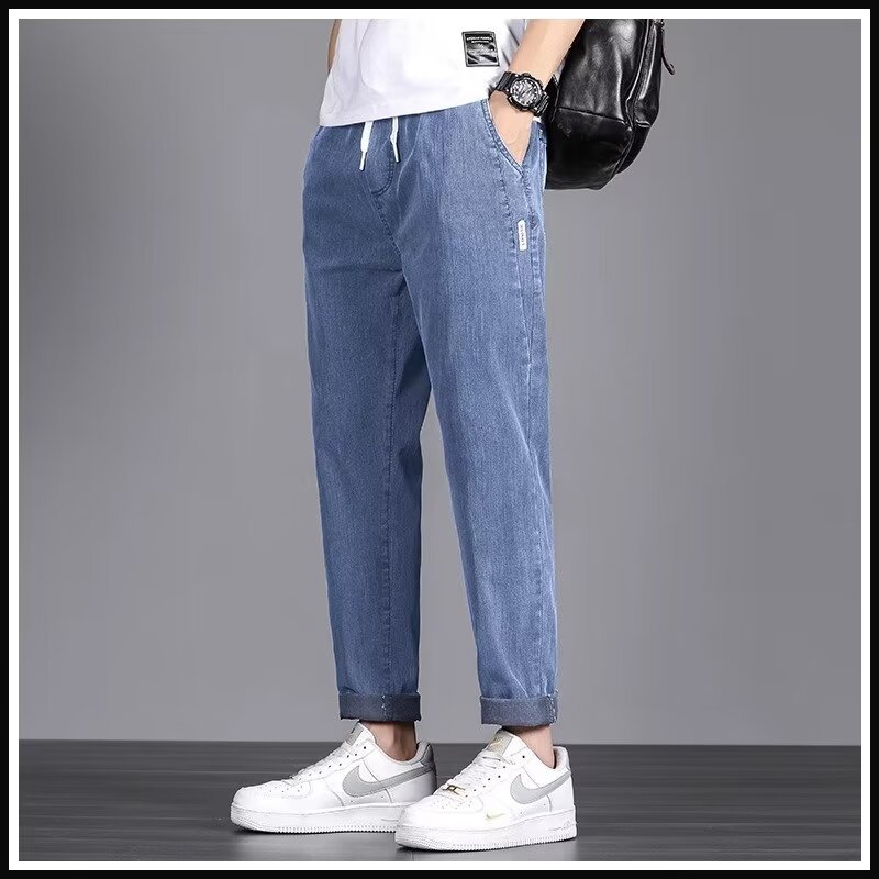 Estilo de Hong Kong hombres de moda verano nuevo estilo 2024 personalidad moda jeans hip-hop ins moda calle alta tendencia pantalones guapos