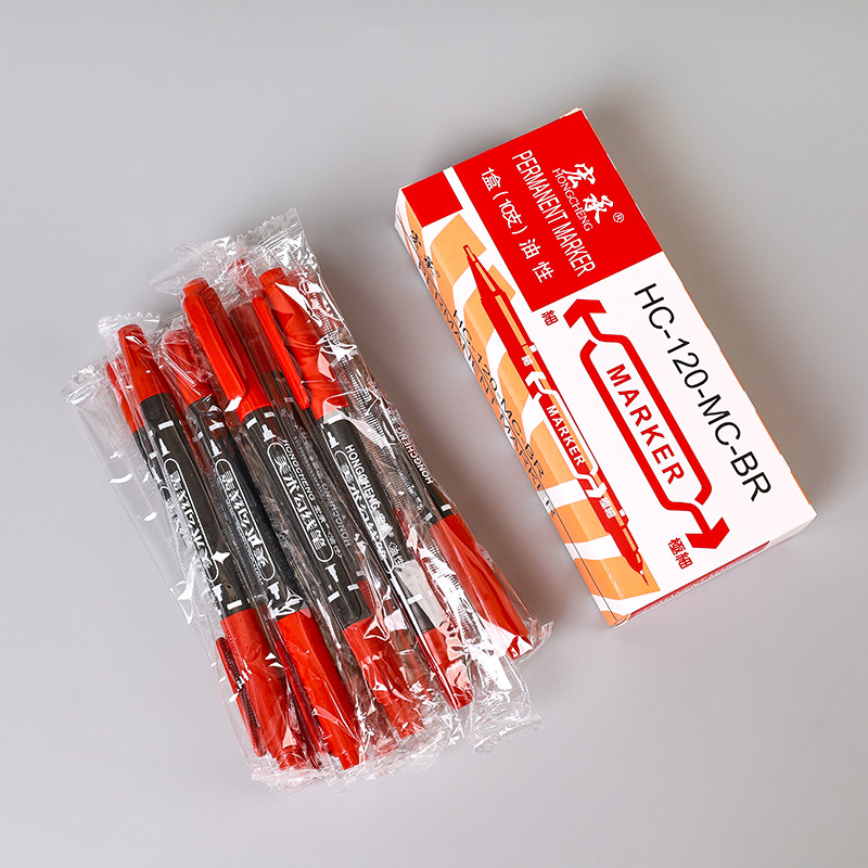 Papelería, marcador de doble cabeza pequeño aceitoso, bolígrafo de línea de dibujo para niños, marcador de secado rápido, venta directa de fábrica al por mayor