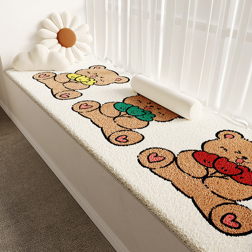 Cute Cartoon Bear Wool Blend Window Sill Pad Universal Four Seasons Window Sill Cushion Bedroom Balcony Absorbent Durable Mat
