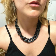 跨境简约欧美项链 气质亚光黑色链条颈链夸张嘻哈朋克短款项饰