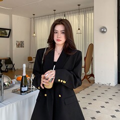黑色高端西装外套女2025新款春季高级感韩版休闲西服女宽松职业装