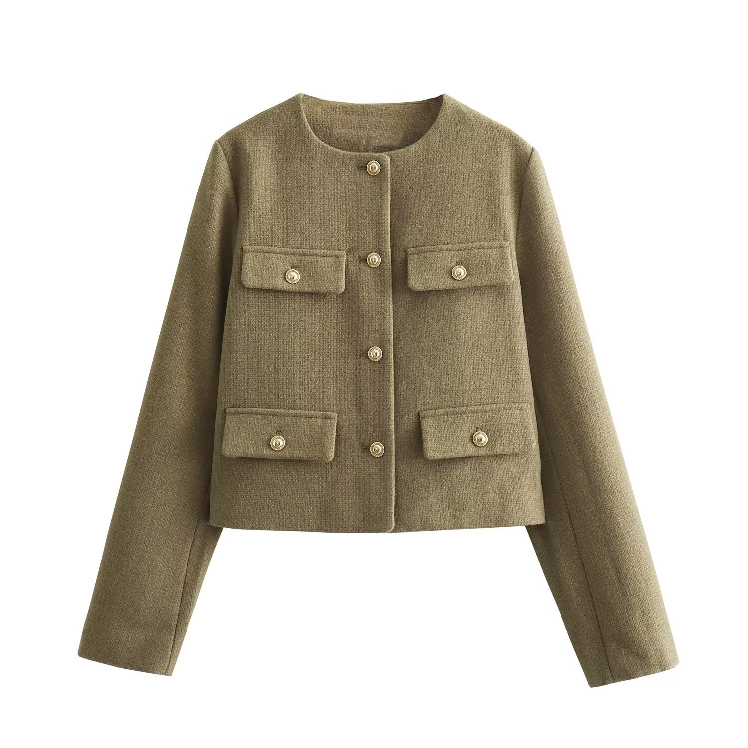 420g Weight Casual Jacket Outerwear Type Long Sleeve Sleeve Length Single Breasted Placket Type Regular Sleeve Sleeve Type Polyester Fabric Type Short Top Length Coat Tops Type Casual, Daily Occasion Round Neck Neckline Regular Fit Fit Type Solid Color Pattern Spring, Autumn Season Women's Gender Pocket Design Elegant, Streetwear Style Women's Elegant Streetwear Solid Color Pocket Single Breasted Coat Casual Jacket 17