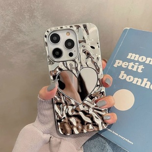 Pleated pattern for Apple 15/16PROMAX Jane Eyre mirror iPhone14 plating makeup 13P phone case