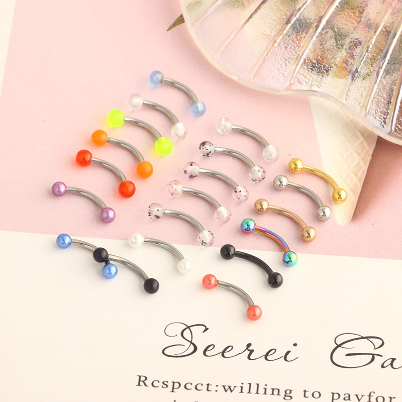 16G Stainless Steel Micro-Inlaid Zircon Eyebrow Ring Screw Ball Fashion Earrings Set of 10 detail image 10