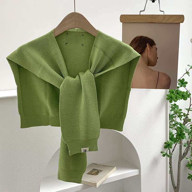 Chal de punto coreano nuevo hombro de oficina de color sólido aire acondicionado habitación exterior para proteger el cuello bufandas cálidas moda exterior