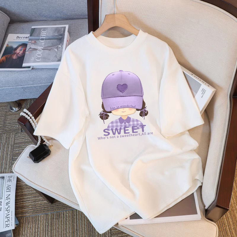 White Short-sleeved T-shirt Women's Cotton 2025 New European Large Version Loose Slimming Half-sleeved Top Summer T-shirt