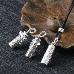 S990 Solid Silver Jewelry, Personalized Minimalist Thai Silver, Unisex Mini Leng Yan Chorus Gau Box Scripture Pendant, Pure Silver Pendant