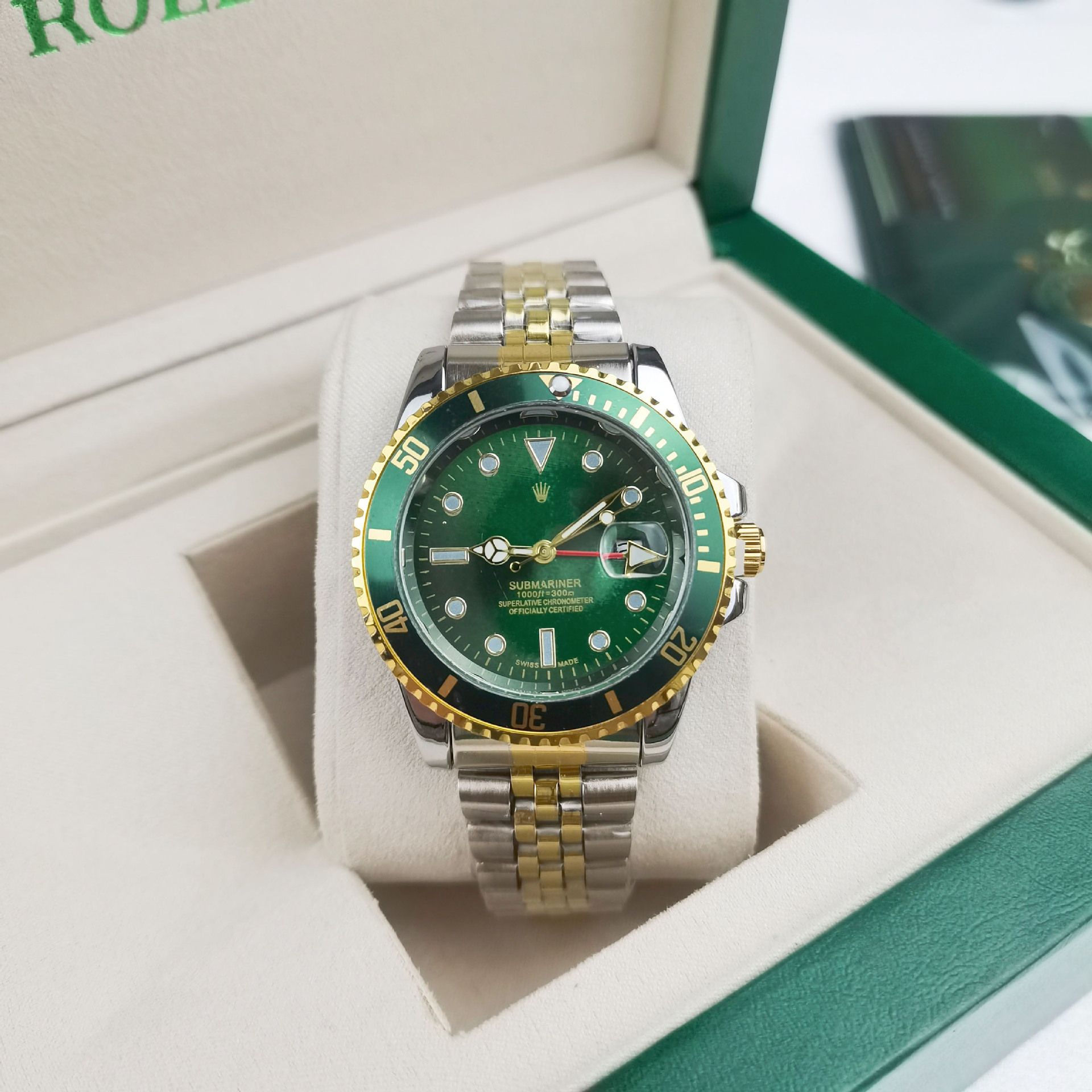 Four-needle water ghost, five beads gold, green water ghost