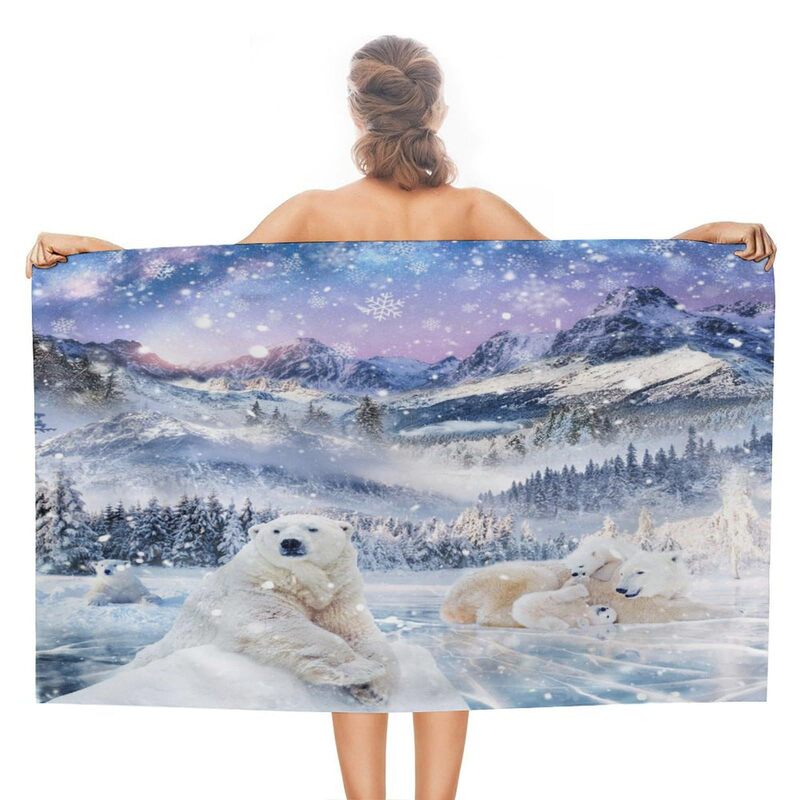 Watercolor Winter Forest Polar Bear Oversized Lightweight Soft Beach Towel Fantasy Galaxy Woodland Snow Mountain Snowflake Towel Watercolor Winter Forest Polar Bear Oversized Lightweight Soft Beach Towel Fantasy Galaxy Woodland Snow Mountain Snowflake Towel