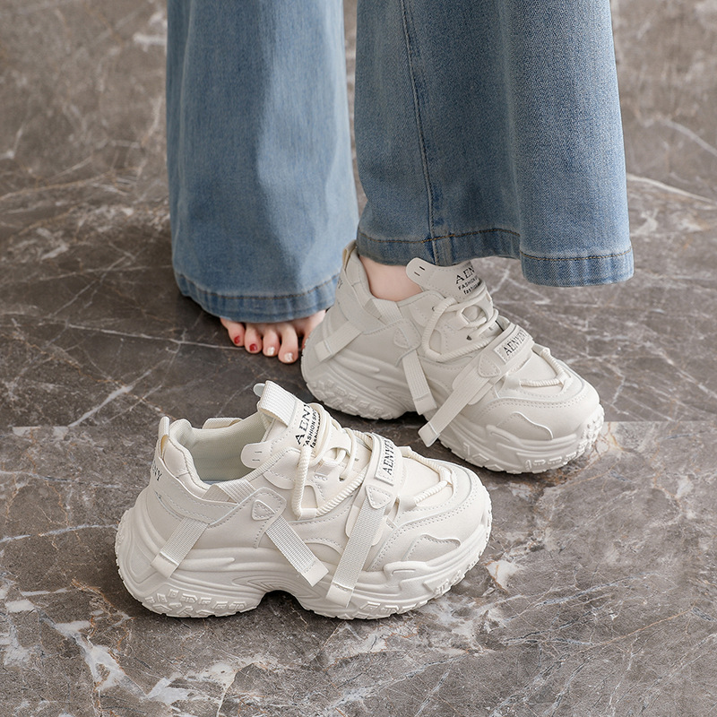 Zapatillas de Deporte Chunky para Mujer, PU, Suela de Caucho, con Aumento de Estatura, para Uso Diario