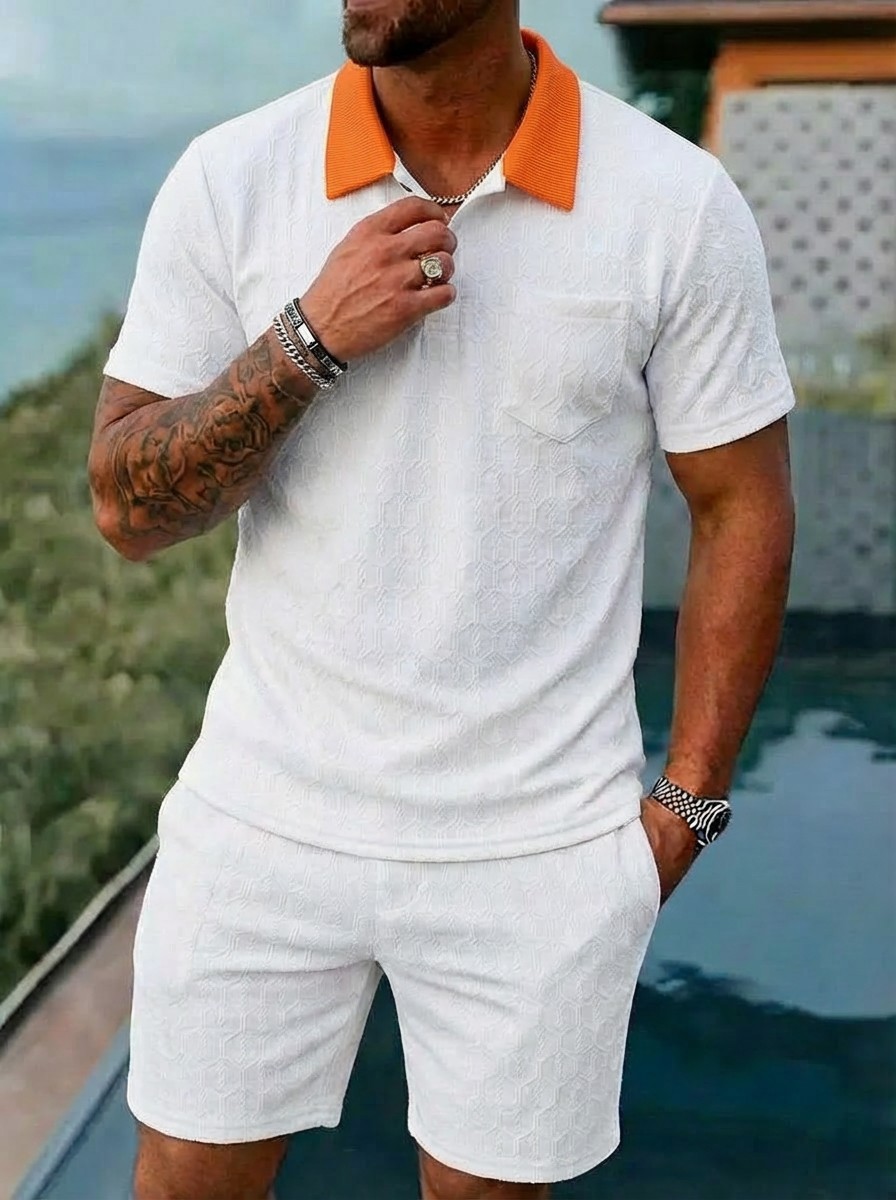 Men's Clothing Summer Fashion Breathable Color Blocked Pocket Short Sleeved Shirt Sports_viptrois.com