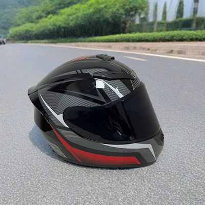 Motosiklet kaskı (dəbilqə) — Vehicle and Motorcycle Riding Safety Helmet - gray-king-black-lenses-l-head-circumference-57-58-weight-60-65kg
