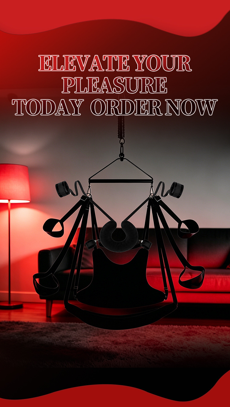 Jiuai SM Bondage Swing Set with Handcuffs, PU Leather and Metal, Black — detail image 41