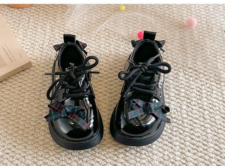 Mädchen Lederhalbschuhe Im Britischen Stil Mit Schleife Und Karo_voghion.com