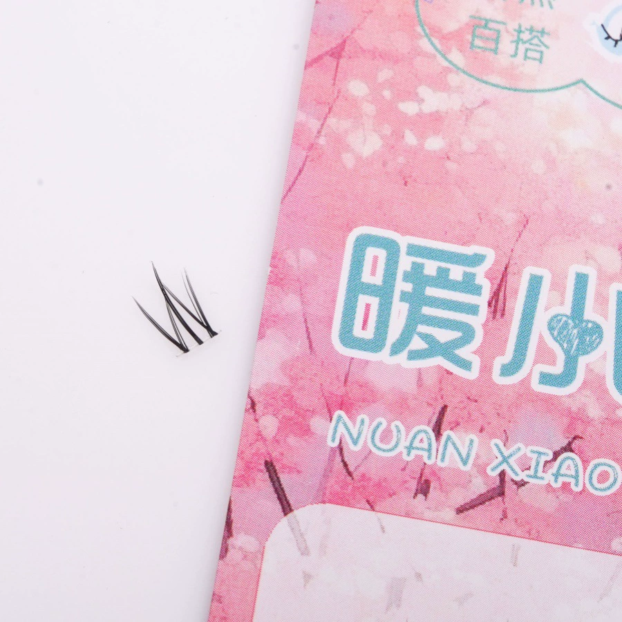 暖小象 Single-tuft small flame mesh-sensing eyelashes transparent stalks false eyelashes 5D three-dimensional brown natural simulation newbie