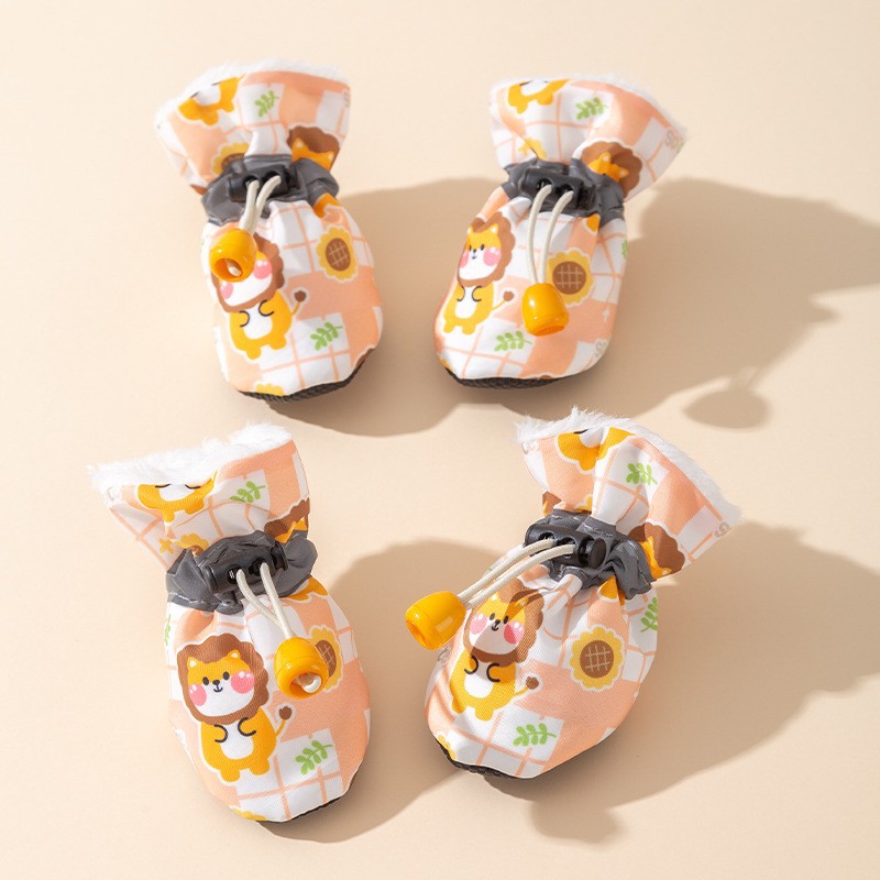 Otoño e invierno excursión para perros cálido forrado de lana gruesa PET zapatos de suela suave zapatos de algodón para perros medianos y pequeños zapatos para perros pequeños