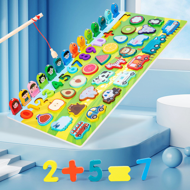Niños personalizados puzzle log tablero de pesca magnética figura cognitiva infantil puzzle juguetes de madera 3 - 6 años