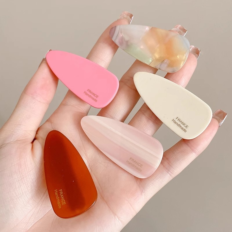 新款夹子醋酸少女粉色发夹简约侧边气质可爱白色刘海发卡鸭嘴夹