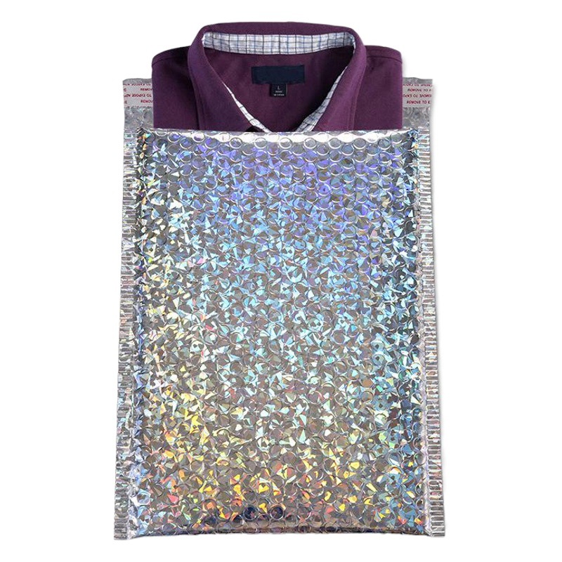Bolsa de burbuja de láser de color 15*13 aluminizado película joyería engrosada ropa bolsa de burbuja espuma para mascotas bolsa de embalaje Express