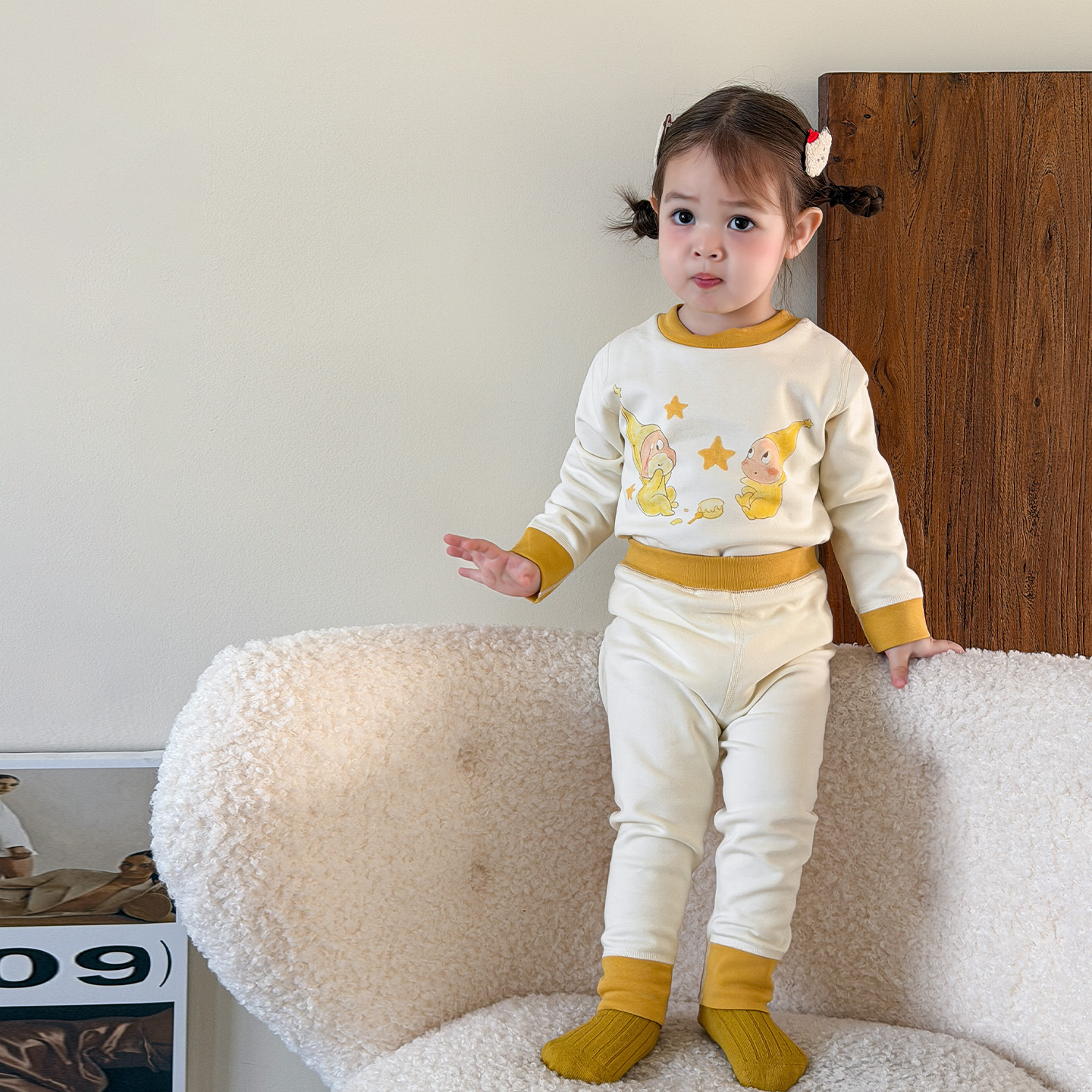 Sugar Pear ropa infantil pijama infantil ropa de invierno bebé ropa de hogar set A algodón sin costuras chaqueta de otoño de niñas