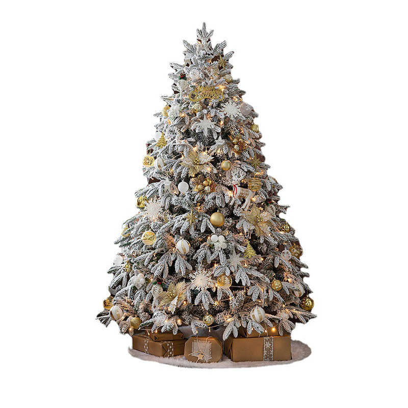 Árbol de Navidad con Nieve Artificial Simulada y Escena de Nieve Mixta, Decoración Navideña con Nieve que Cae, Adornos Grandes al por Mayor