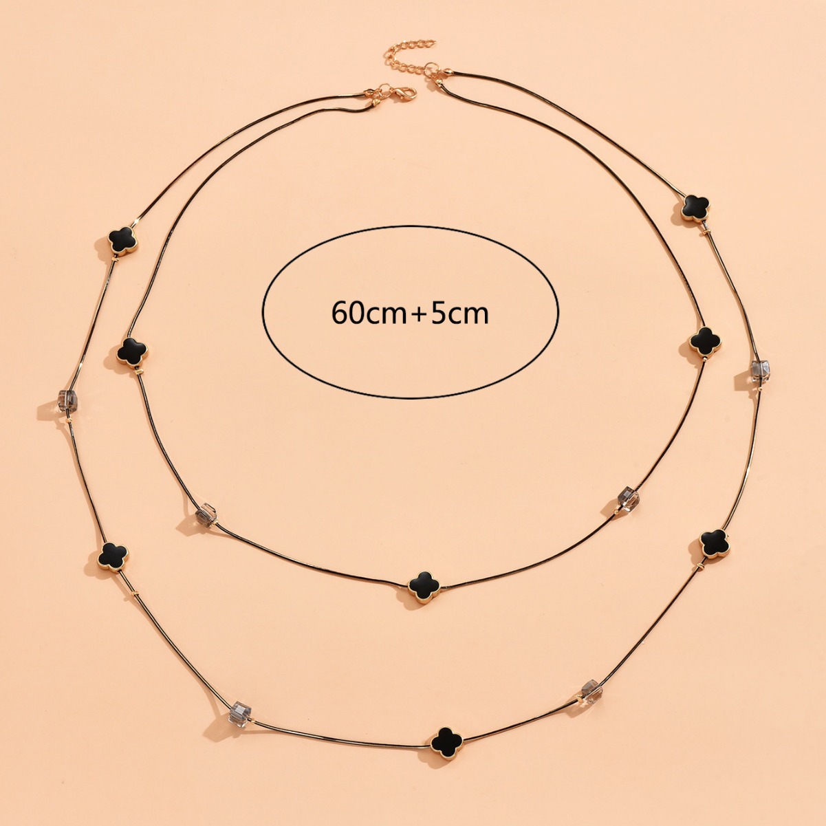 Cadena de suéter de cristal europeo y americano trébol de múltiples capas apilable collar largo suéter cadena Otoño e Invierno moda femenina a juego