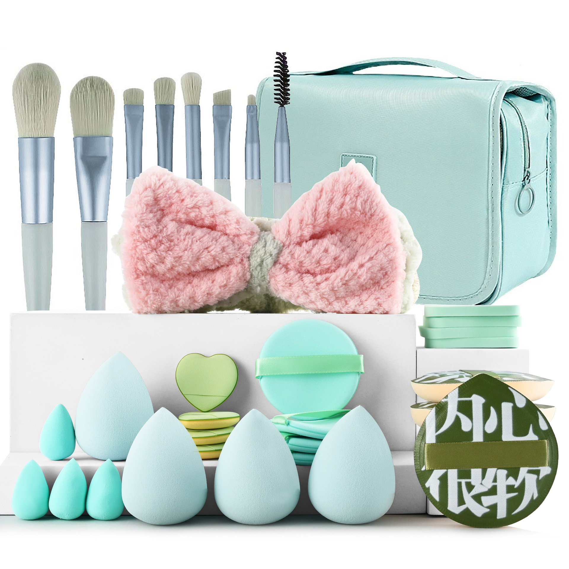 Conjunto de polvo personalizado 40pc cepillo grande combinación de lavado de cara maquillaje polvo transfronterizo conjunto completo de 46 herramientas de maquillaje de cepillo