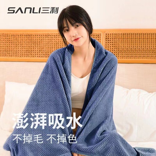[New Honeycomb Bath Towel] Sanli Towel Coral Velvet Bath Towel 90*170 Extra Thickened Bath Towel Adult Bath Towel