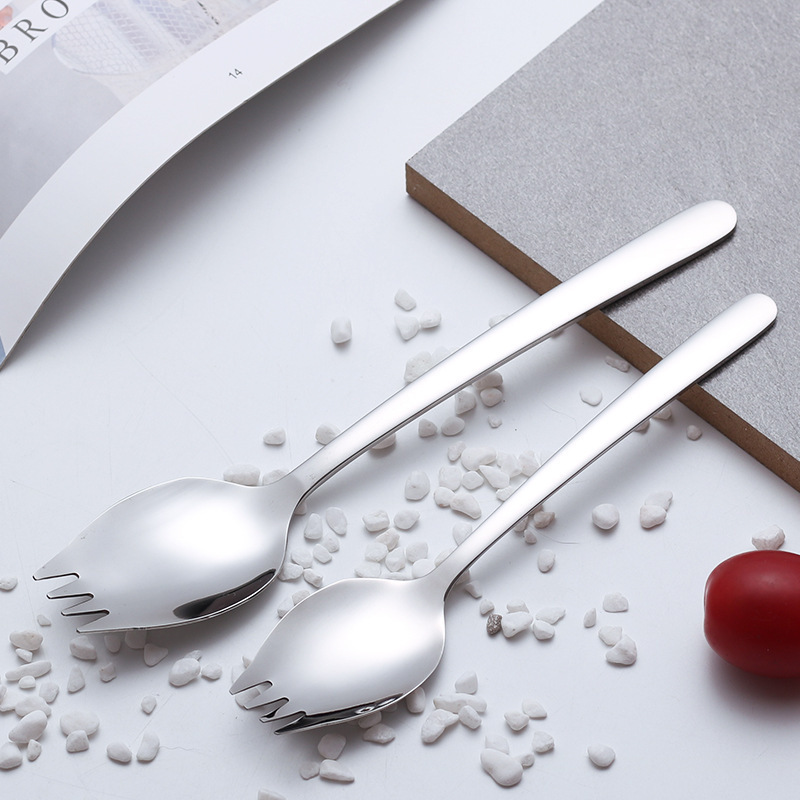 304不锈钢叉勺一体沙拉勺叉两用创意家用食品级甜品西瓜水果叉子|undefined