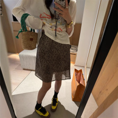 ファッショナブルなショートヒョウ柄スカート女性のための 2025 夏薄いカジュアルシンプルなシフォンスカート G1379
