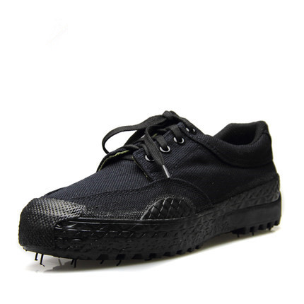 3537鞋黑色系带男女工作鞋耐磨胶鞋劳保帆布鞋登山鞋单鞋工地