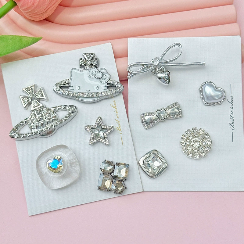 Ретро серебряное полное Diamond серия DIY звезда земля отверстие туфли акриловые туфли цветок пряжка обуви крест сверху