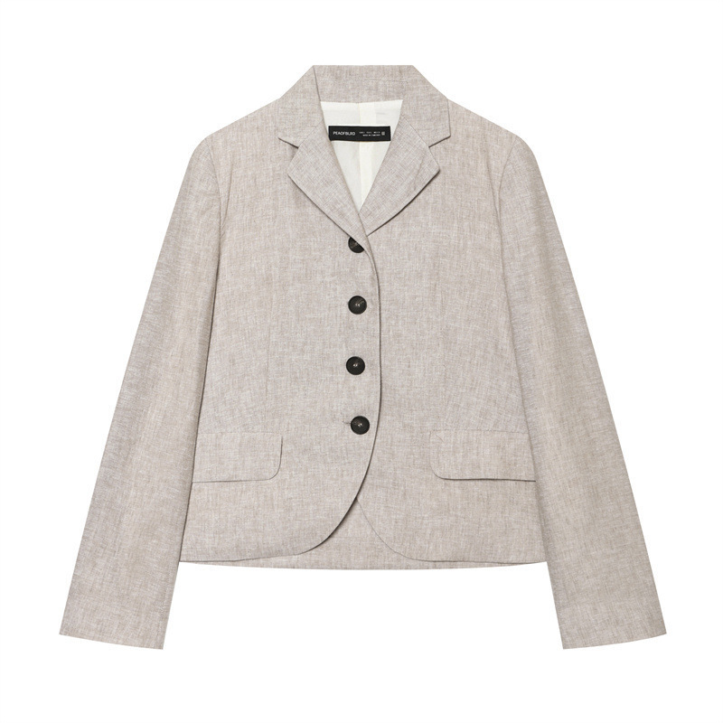 2026 European and American Spring New Women's Clothing Lapel Buttoned Linen Blend Straight Suit Jacket 7758856 2026 European and American Spring New Women's Clothing Lapel Buttoned Linen Blend Straight Suit Jacket 7758856