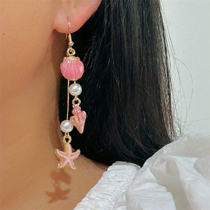 marine blue beach earrings with tassels