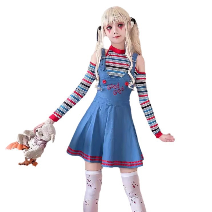 Transfronterizos Halloween Revival Doll Cosplay Show Disfraces Carnaval Fantasmas Horror Clown Doll Dress