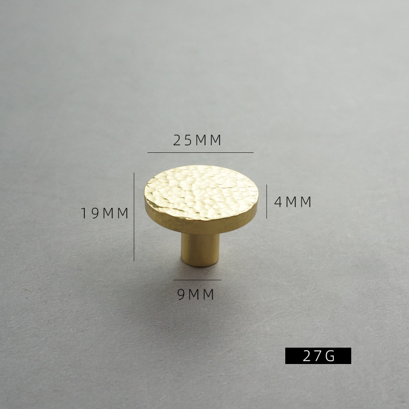Manija de latón martillado moderno minimalista gabinete cajón armario puerta zapato gabinete de lujo luz oro cobre puro mango largo