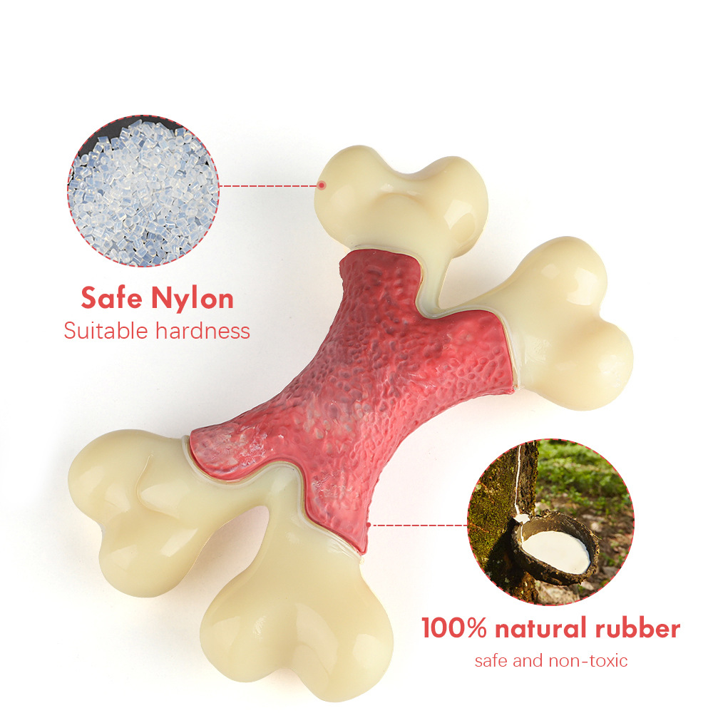 亚马逊宠物用品磨牙狗咬胶玩具咀嚼双骨头培根味耐咬狗狗玩具批发
