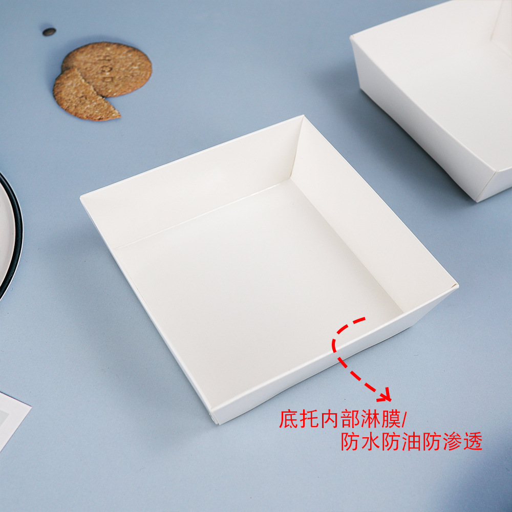 Caja cuadrada de papel y plástico de tamaño medio, caja de pan de sándwich, mousse, nieve, caja de pan Tiandi, caja de embalaje para hornear, punto oeste